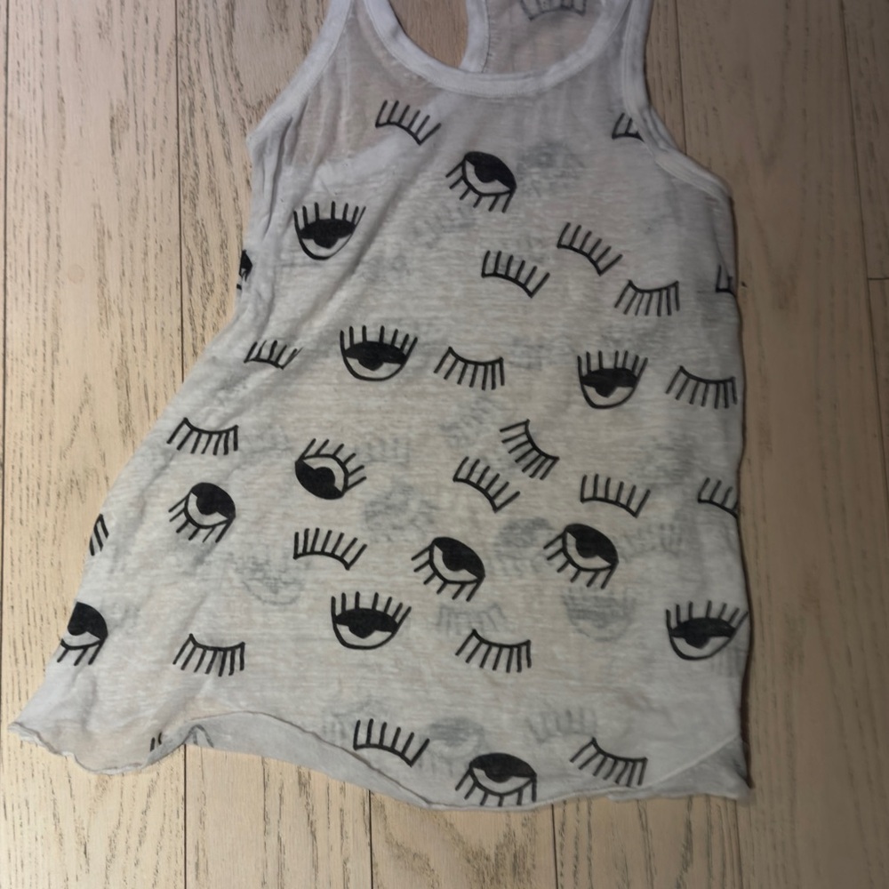 Vintage Chaser Sleeveless White Top with Eye Print